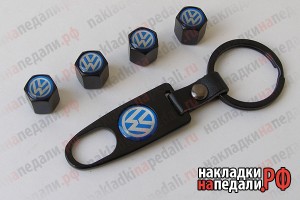 Колпачки на ниппели Volkswagen (синие, с брелоком)