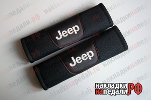 Накладки на ремни с перфорацией Jeep (черные)